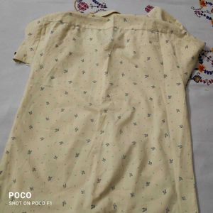 Men's Light Yellow Printed Shirt