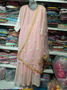 Beautiful Peach skirt kurta Set with Dupatta