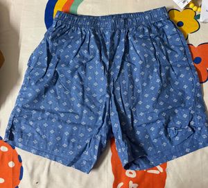 Blue Printed Pajama Shorts