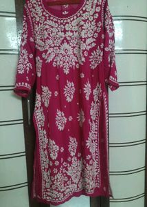 New Vibrant Pink Chikankari Kurta