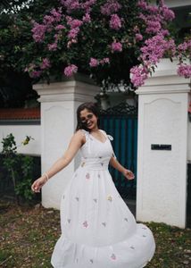 Chic White soft girl Embroidered Maxi Dress 🤍