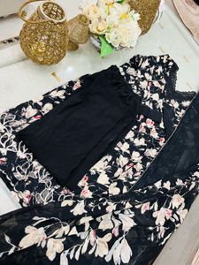 black patch work suit full embroidery