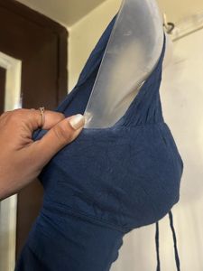 Blue Lace-Up Corset Top