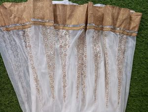 Elegant White &amp; Gold Anarkali Gown