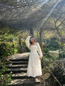 Boho White Maxi Dress with Cardigan