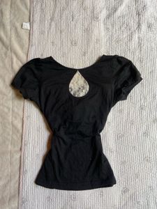 lace ribbon fitted cute top