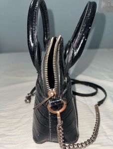 Chic Black Croc Effect Dome Bag