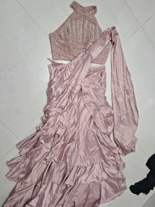 Designer Sequin Blouse &amp; Ruffled Lehenga Set