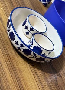 Blue Floral Serving Bowl Set Nestasia