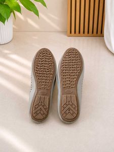 Stylish Grey Perforated Ballet Flats