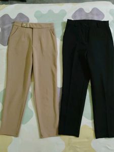 Elegant Beige & Black Women's Pants