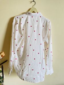 viral Heart Print White Shirt