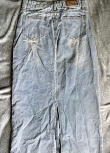 12286. Light Wash Denim Maxi Skirt