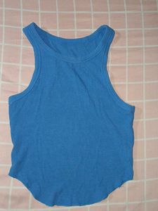 Blue Ribbed Tank Top