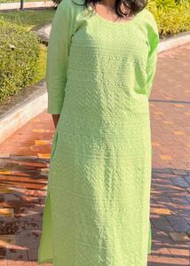 Lime Green Chikankari Kurta