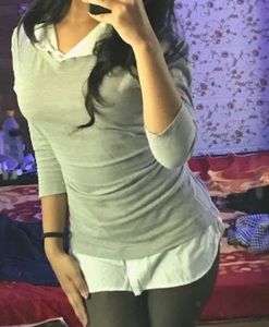 Grey Layered Long Sleeve Top