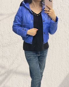 Cool INSTAGRAMABLE Blue Fashion Crop Puffer Jacket