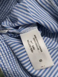 Wunder Love Blue Striped High-Rise Cotton Pants