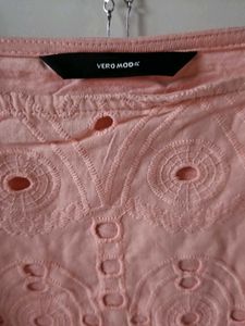 Chic Pink Eyelet Square Neck Top