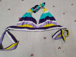 Striped Halter Bikini Top