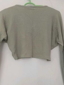 Sage Green Cropped Long Sleeve Top