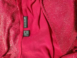 Long Sleeves Glitery Red Wrapped Style Top M &amp; L