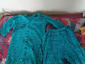 Blue Printed Kurta set with pajama