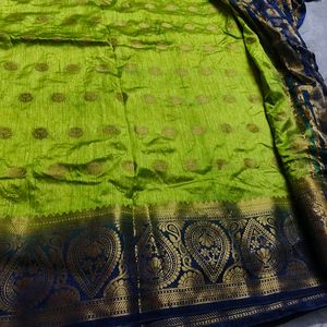 Elegant Green and Blue Border Saree