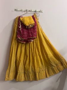 Vibrant Yellow & Pink Lehenga Set