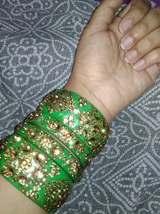 Parrot color💚 Double Bangles Set