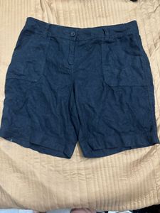 Mark & Spencer Navy Linen Blend Shorts