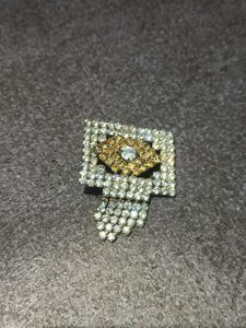 Pixel Pattern Silver-Golden Brooch