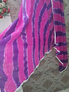Pink &amp; Purple Striped Dupatta