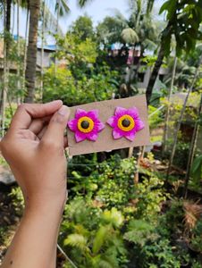 Handmade Pink Flower Earrings