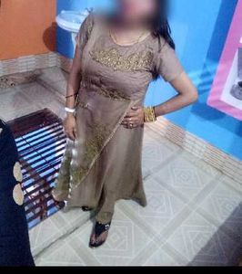 Designer long dress with Gold Embroidery