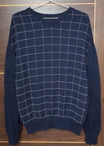 Men's Checked V-Neck Sweater