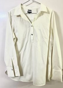 Talbots Oversized Off-White Cotton Collared Shirt