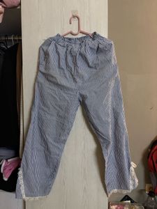 Striped Culottes with Lace Trim