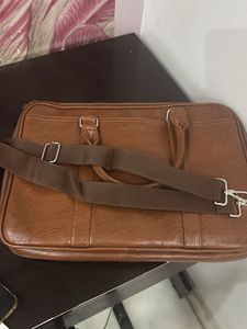 Stylish Brown Faux Leather Briefcase