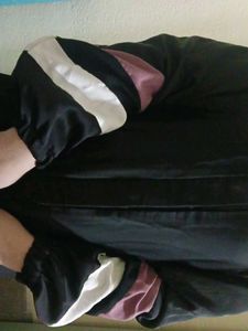 Elegant Black Abaya with Striped Sleeves