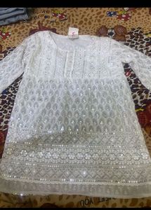 Elegant White Sequined Chikankari Kurta