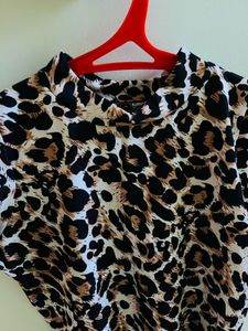 Leopard Print Mock Neck Top