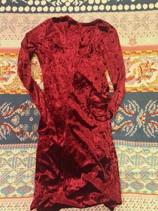Velvet Wrap Midi Dress