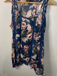 Floral Lace Trim Tank Top