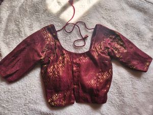 Maroon Brocade Blouse with Gold Motif