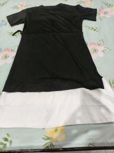 Chic Black & White Layered Dress