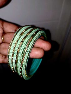 Elegant Mint Green Beaded Bangles