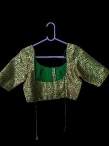 Elegant Green Brocade Blouse