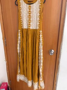 Mustard Embroidered Kurta