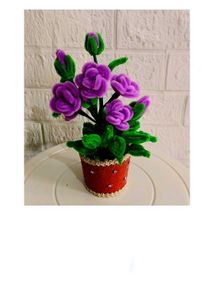 Purple Rose Artificial Flower Mini Pot
